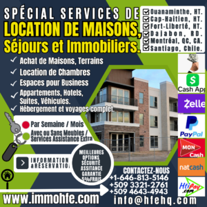 IMMOHFE SPÉCIAL LOCATION DE MAISONS, CHAMBRES, ESPACES