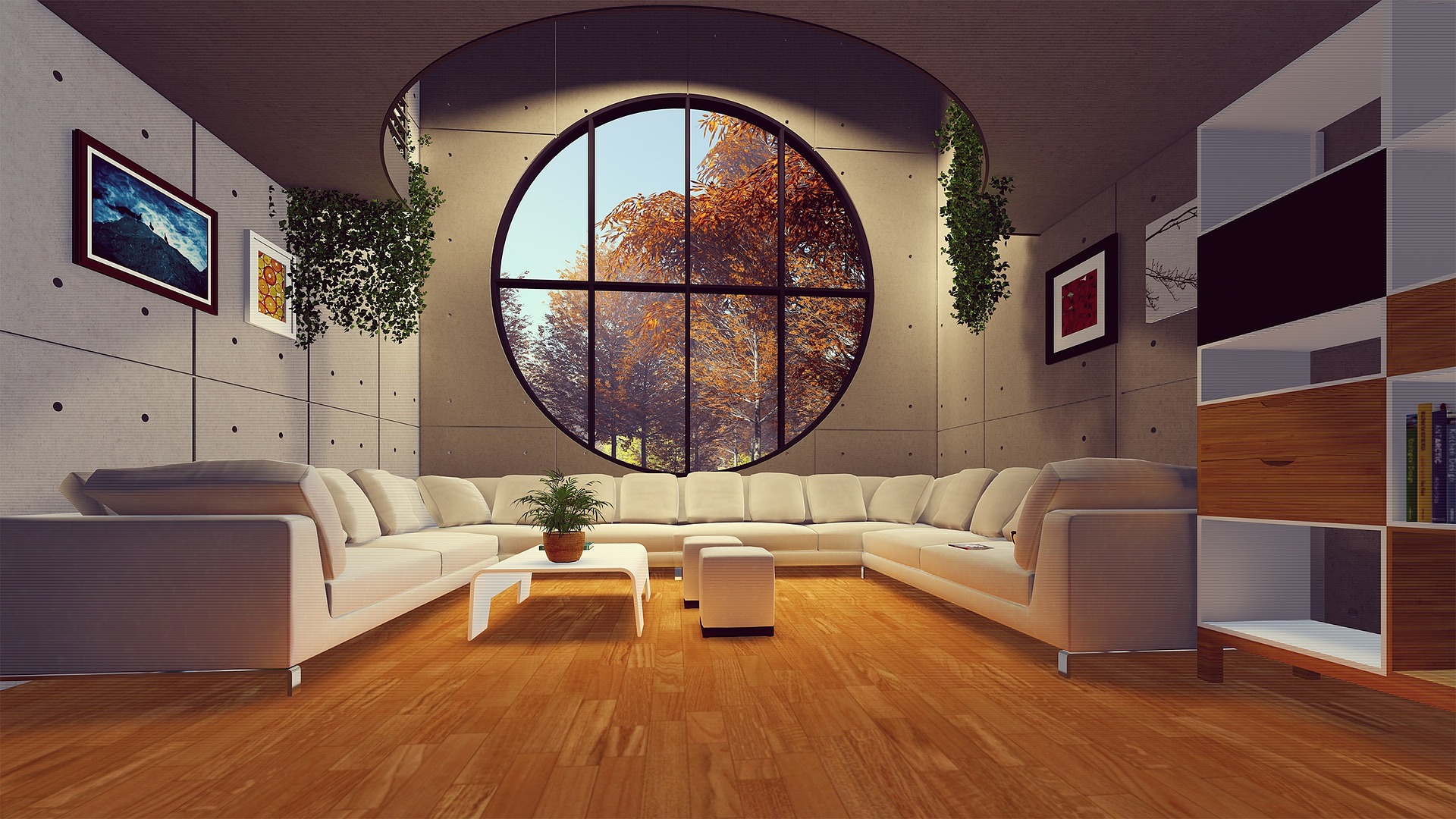 modern house indoor fall